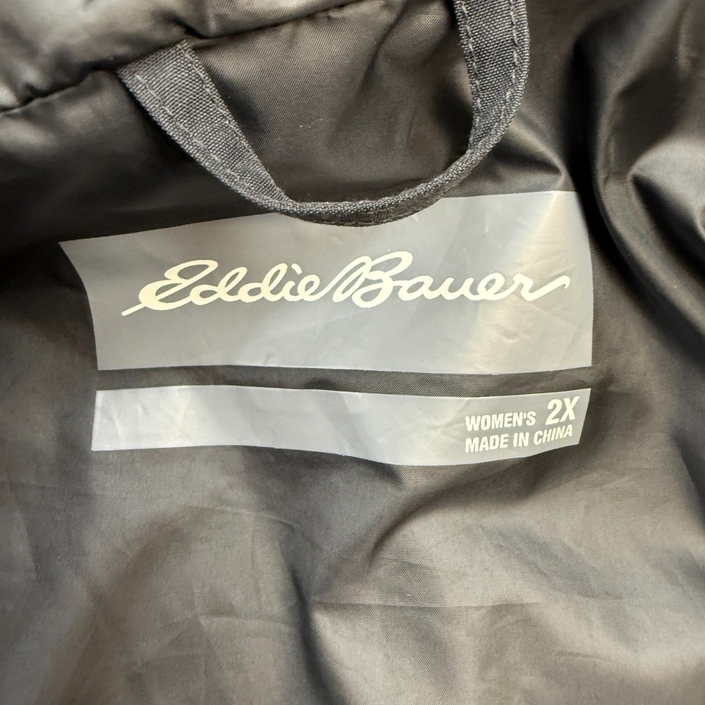 Eddie Bauer Jacket Womens 2X Black Weatheredge Plus Waterproof Hood Rain Wind - Picture 4 of 12